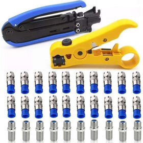 Gaobige coaxial crimp tool kit with adjustable F connectors for RG6