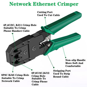 Gaobige cable tester showing LED status for RJ45 and RJ11 networks.