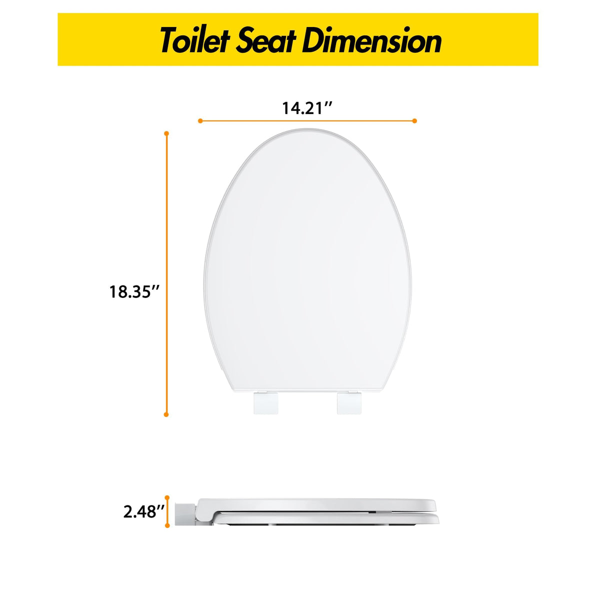 GAOMON toilet seat cover showing slow close hinges for quiet use
