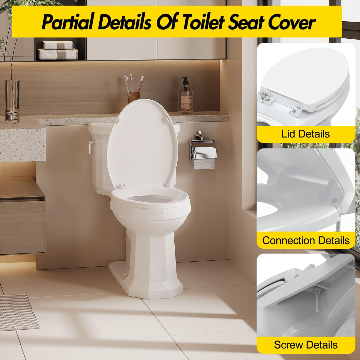 GAOMON toilet seat cover in white for a bright bathroom look