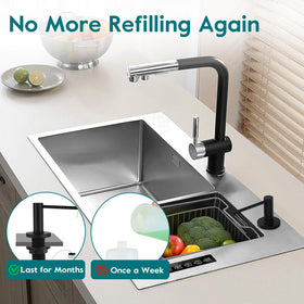 GAPPO built-in sink dispenser ready for hand soap in active kitchen.