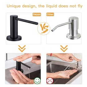 GAPPO dispenser being wiped with warm soapy water for easy cleaning.