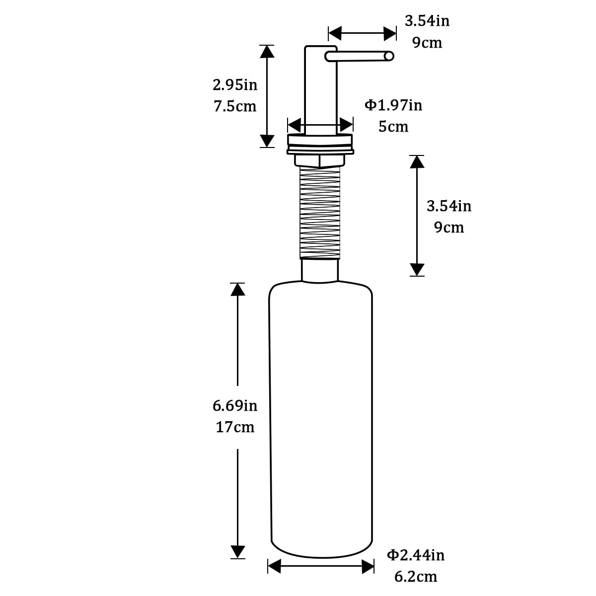 GAPPO matte black dispenser with 17 oz bottle for fewer refills.