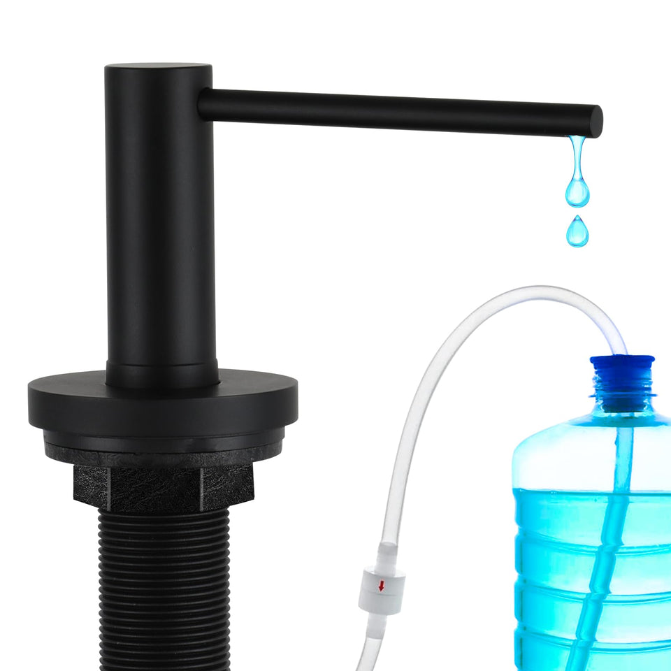 GAPPO matte black soap dispenser front view highlighting sleek, rust-resistant stainless steel.