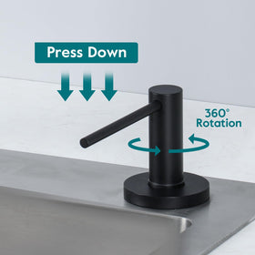 GAPPO matte black dispenser side profile showing compact countertop footprint.