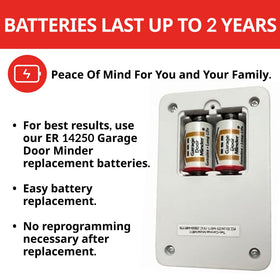 Garage Door Minder Version II installation kit uses simple peel-and-stick method.