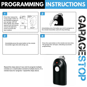 GARAGE STOP remote with CR2032 battery inside ready to use.