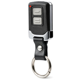 GARAGE STOP Mini remote front view showing compact, compatible design for multiple brands.