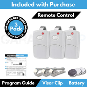 GARAGE STOP 10-dip switch remote with customizable security code.