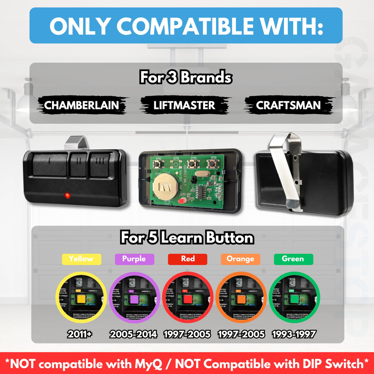 GARAGE STOP visor clip included with remote ready for use.