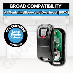 Garagestop aftermarket Genie remote image showing compatibility and replacement.
