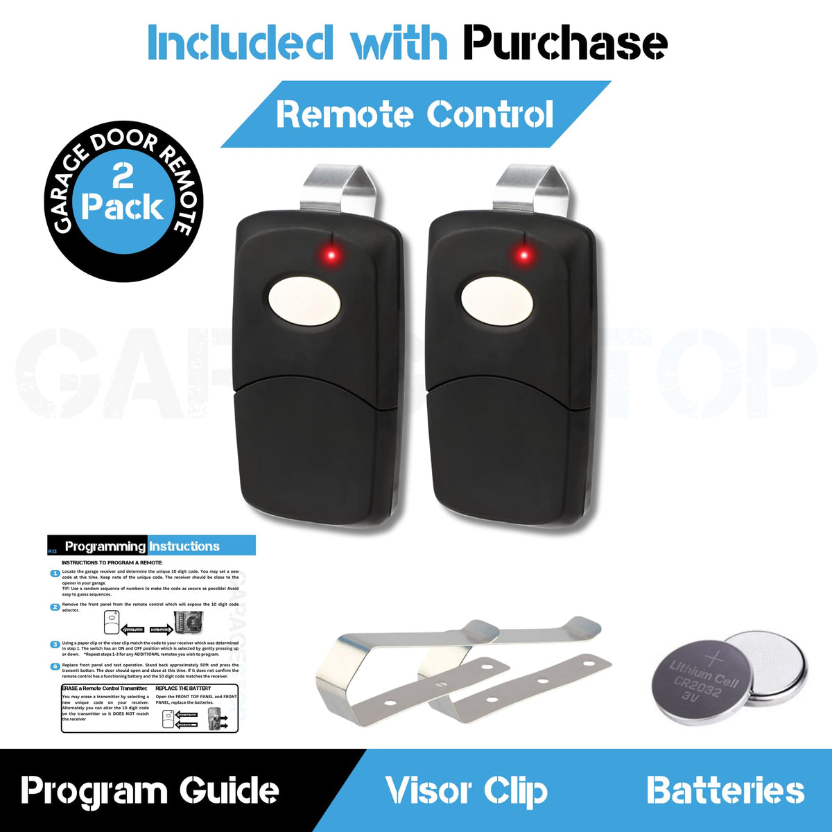 GARAGE STOP compatibility list covers 300 MHz Multi-Code receivers.