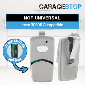 Garage Stop Multicode 308911 remote side angle showing compact, pocket-ready design.