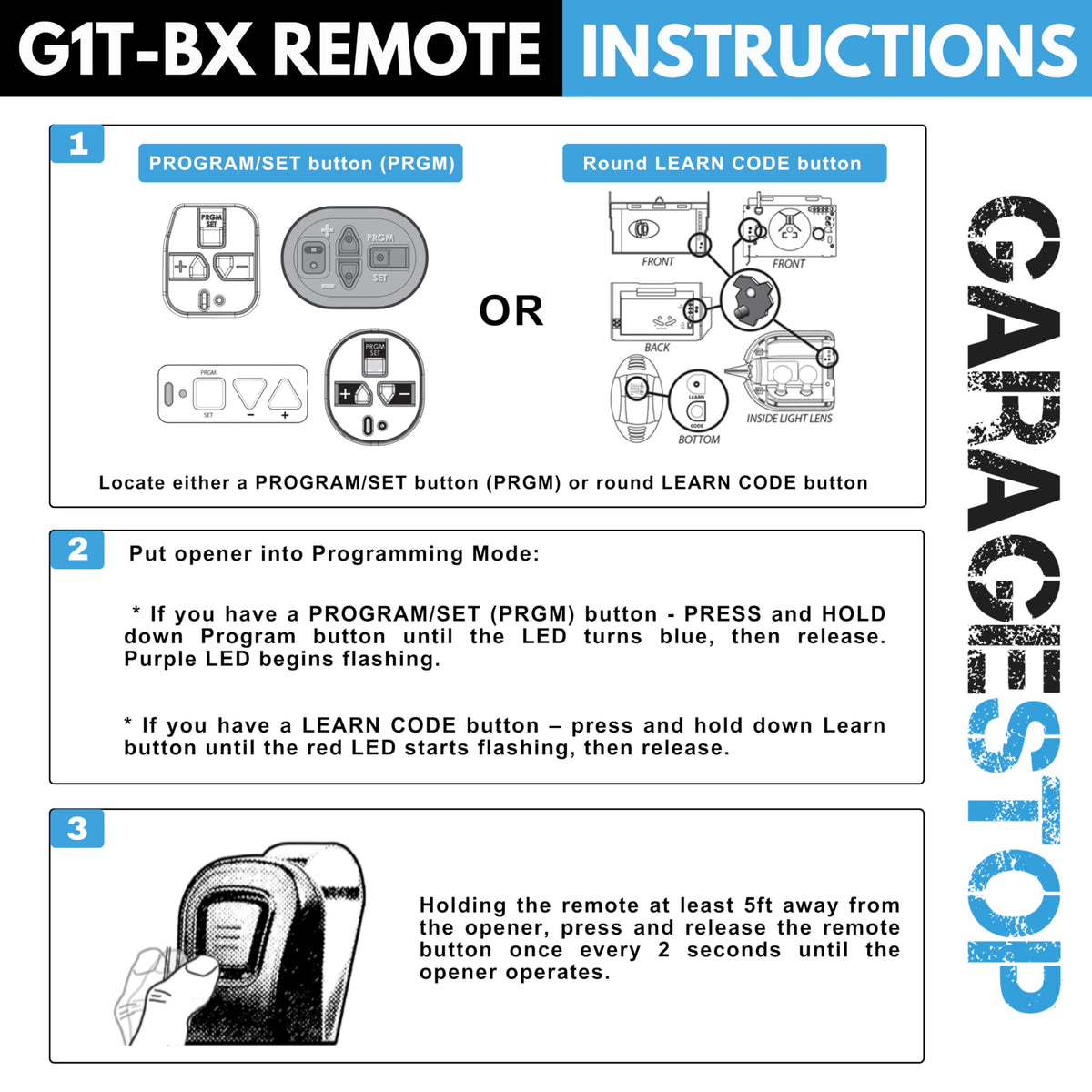Garagestop 1-button Genie remote highlighting simple operation for daily use.