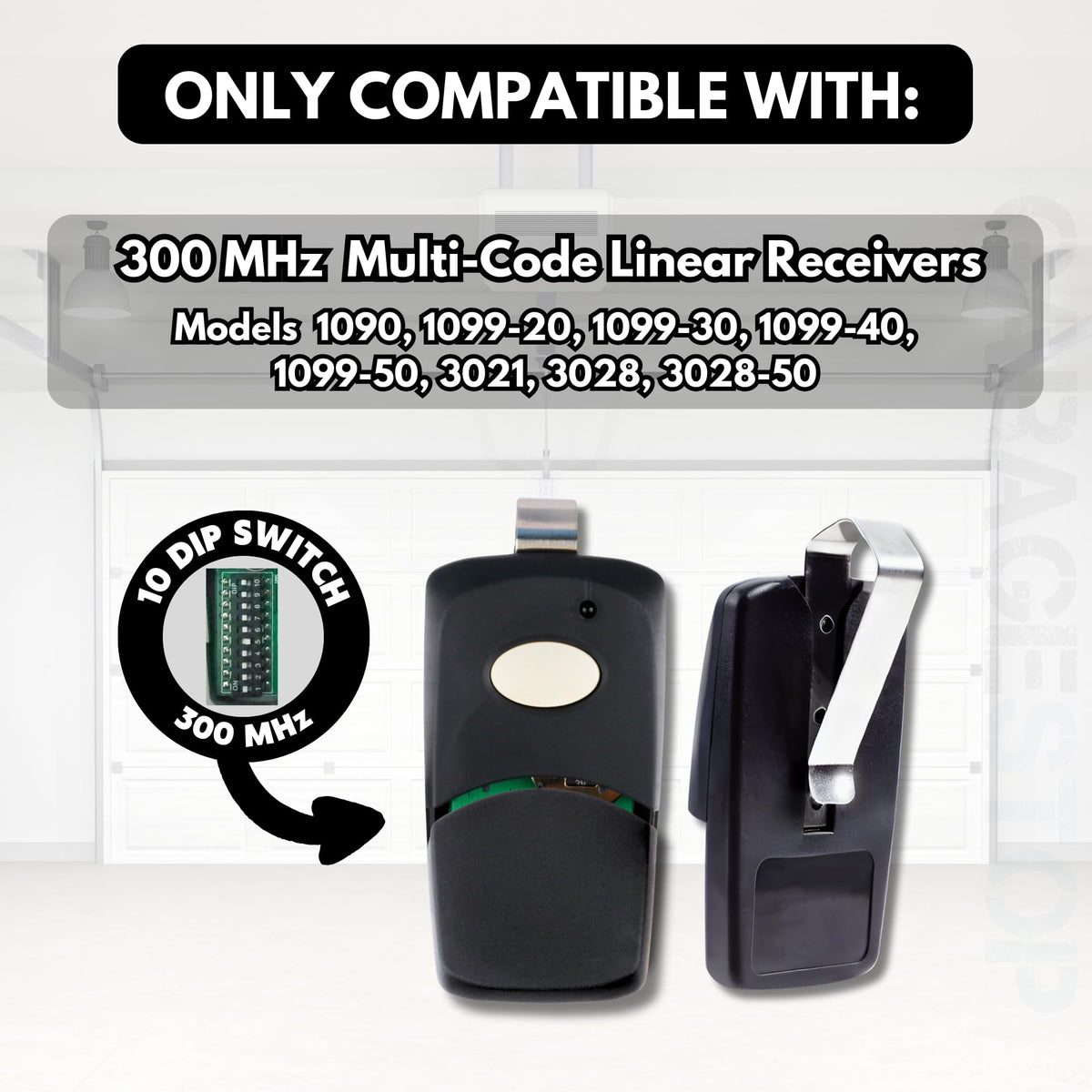 GARAGE STOP remote ready for use from the driver's seat.