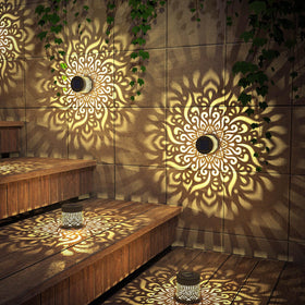 Gardencave garden-path deck light guiding pedestrians along a walkway at night