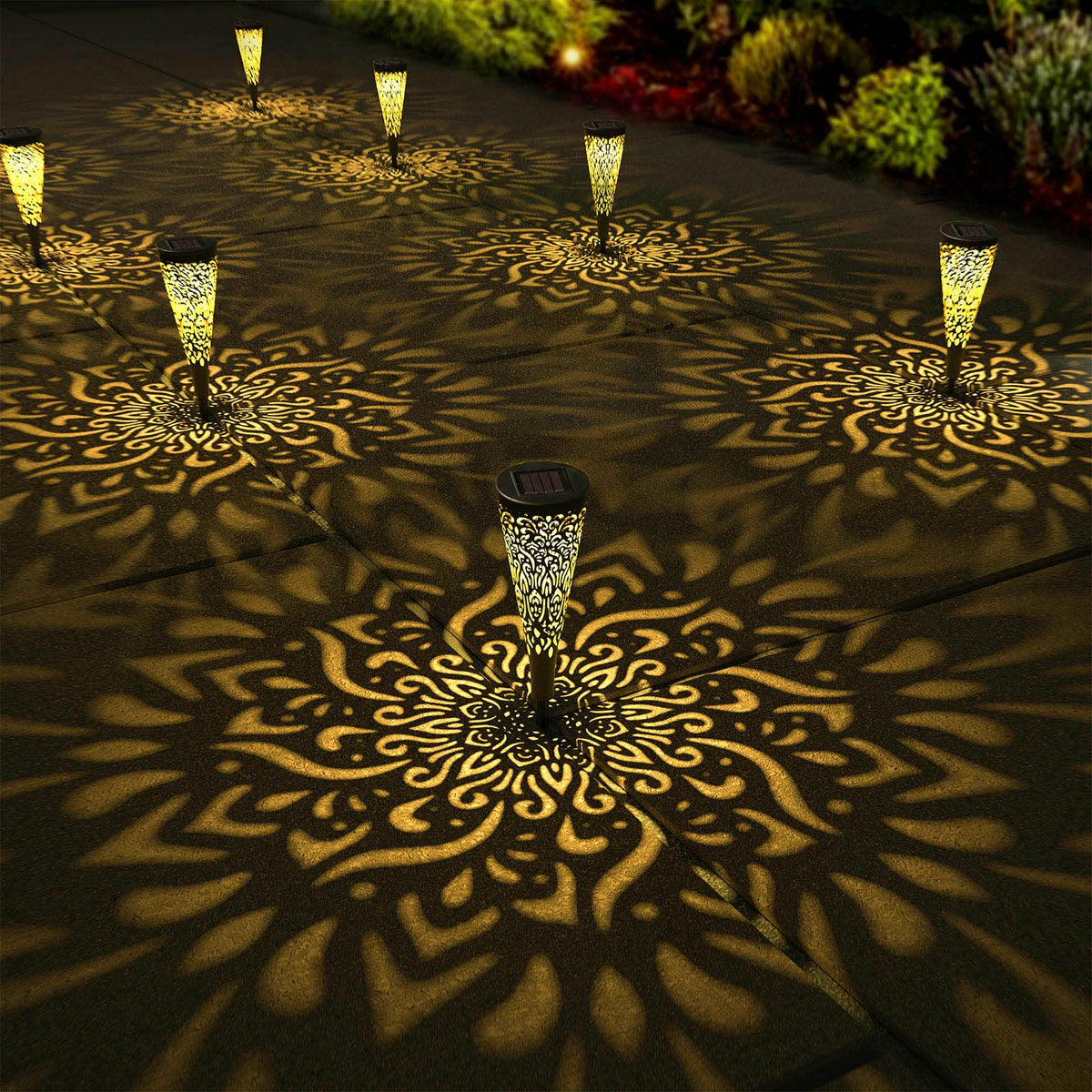 Gardencave mandala pattern solar light for garden paths