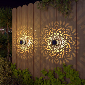 Gardencave night glow showcasing the mandala motif for ambience