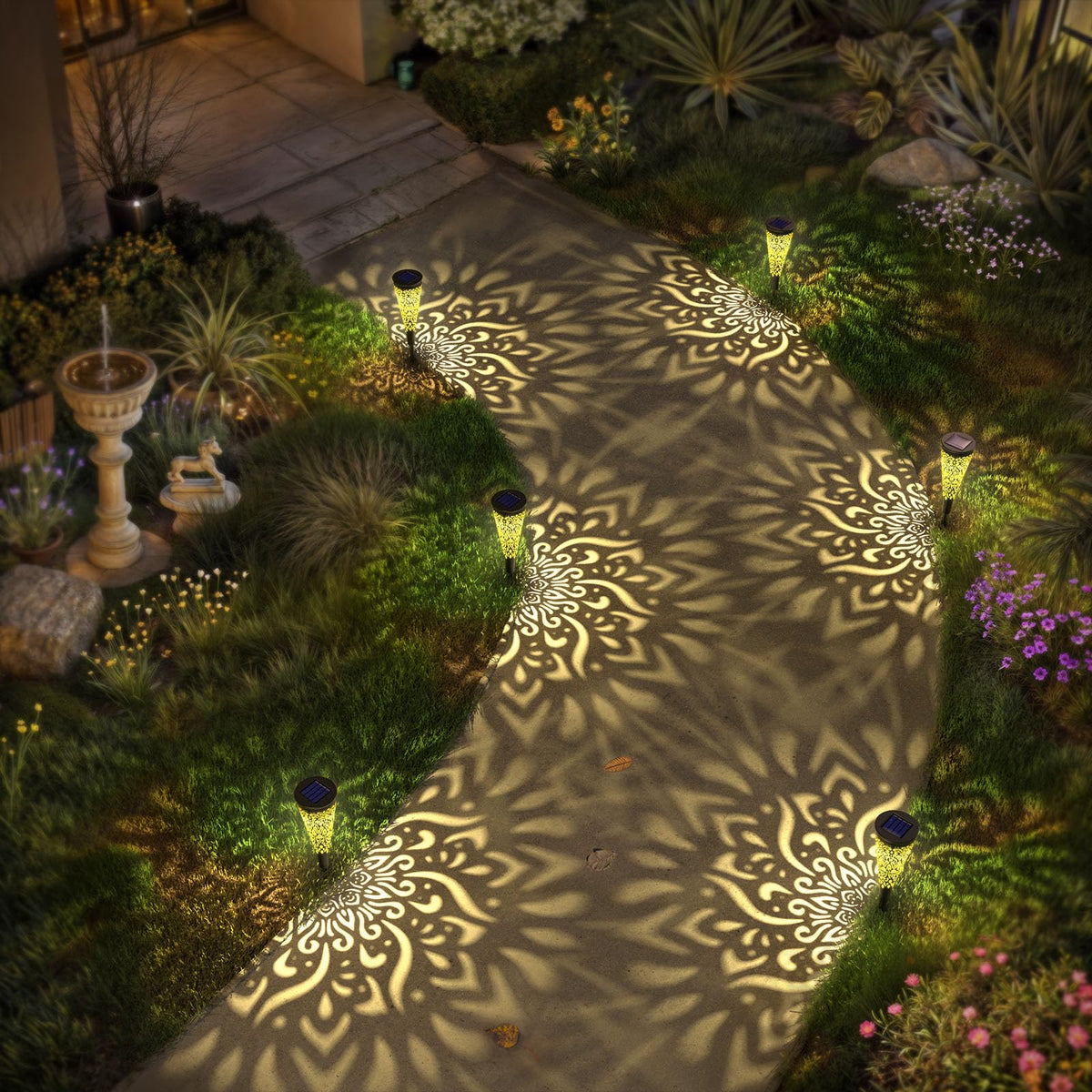 Gardencave warm glow pathway light enhances sidewalks