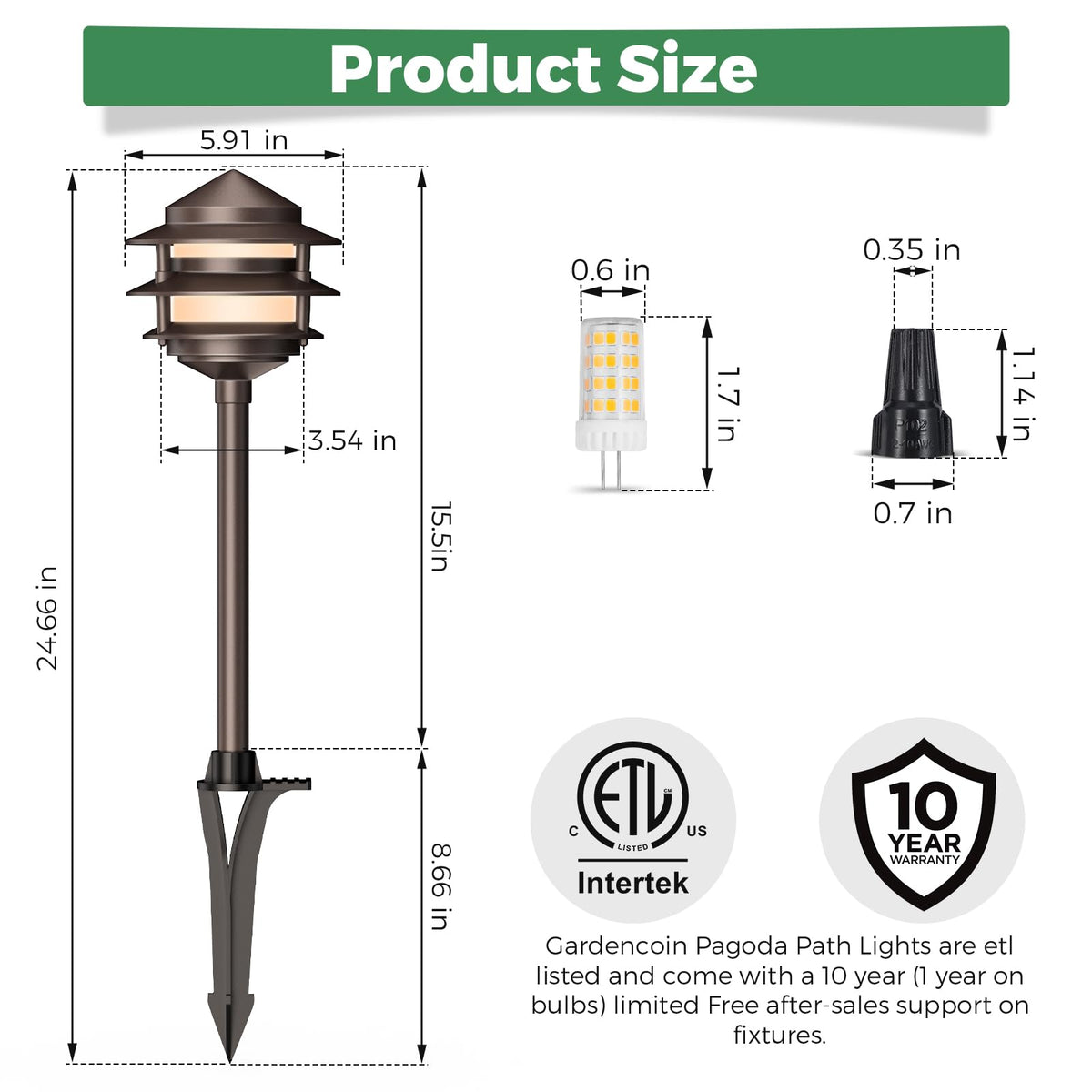 Gardencoin 12-pack outdoor walkway lighting lined along a path.