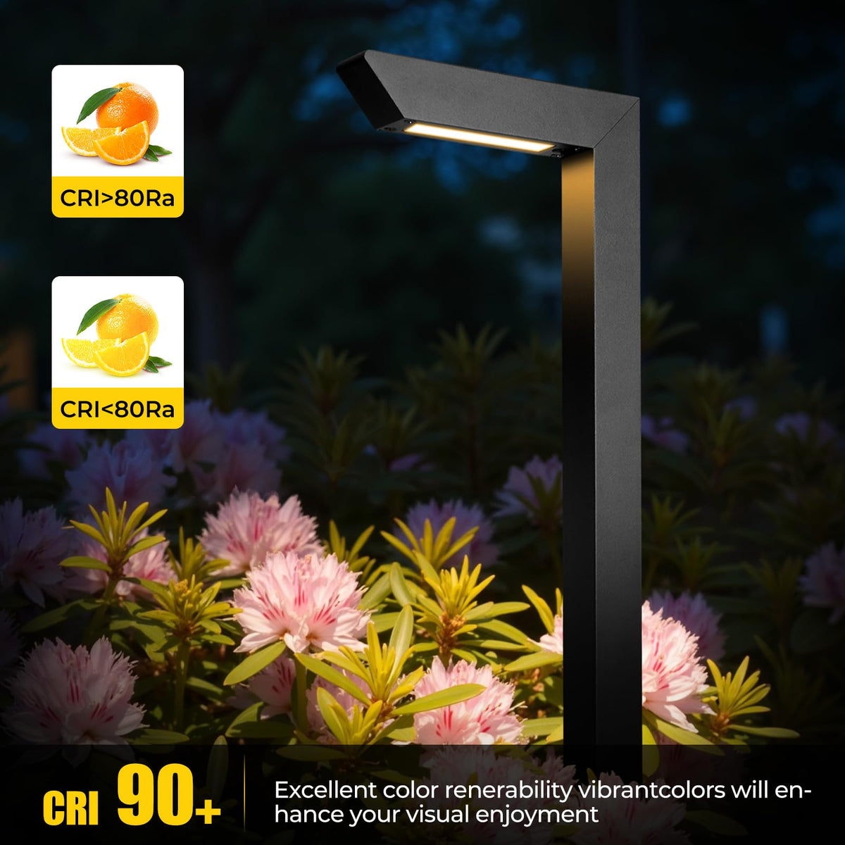 Gardencoin 3CCT path light shadow contrast enhances ambiance.