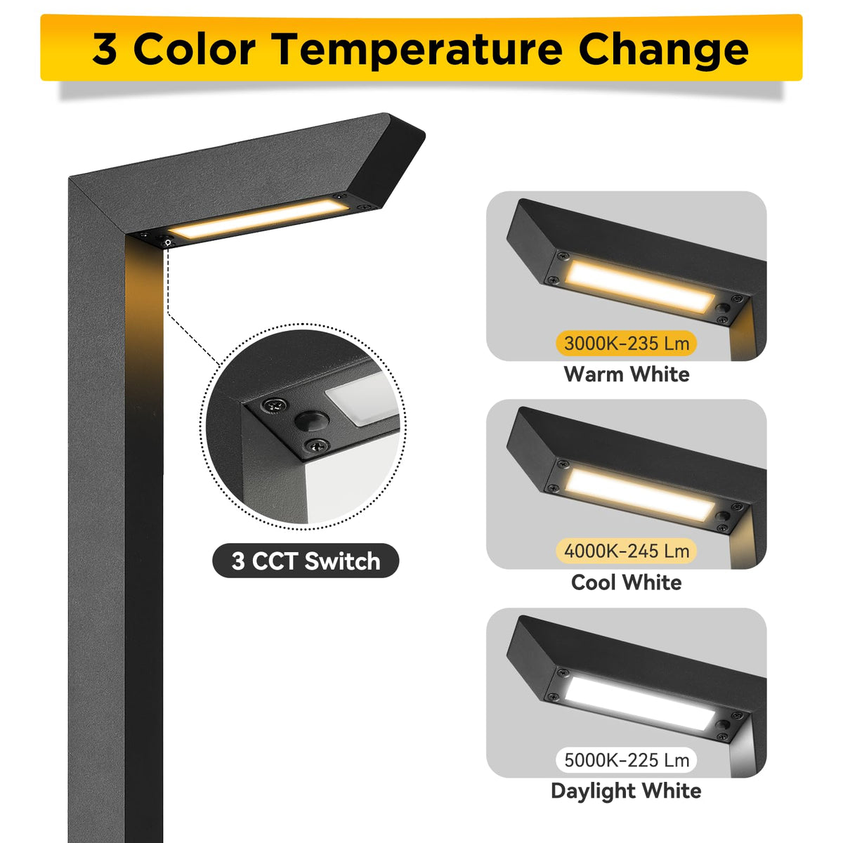 Gardencoin 3CCT path light side view highlights sleek modern silhouette.