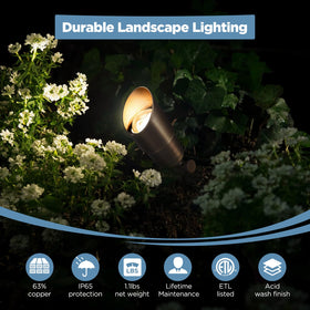 Gardencoin brass spotlight side angle showing adjustable head for versatile lighting.