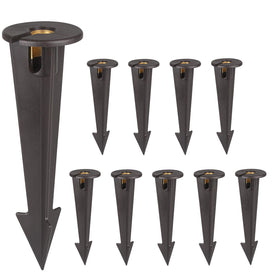 Gardencoin ground spike with brass insert for durable outdoor lighting.