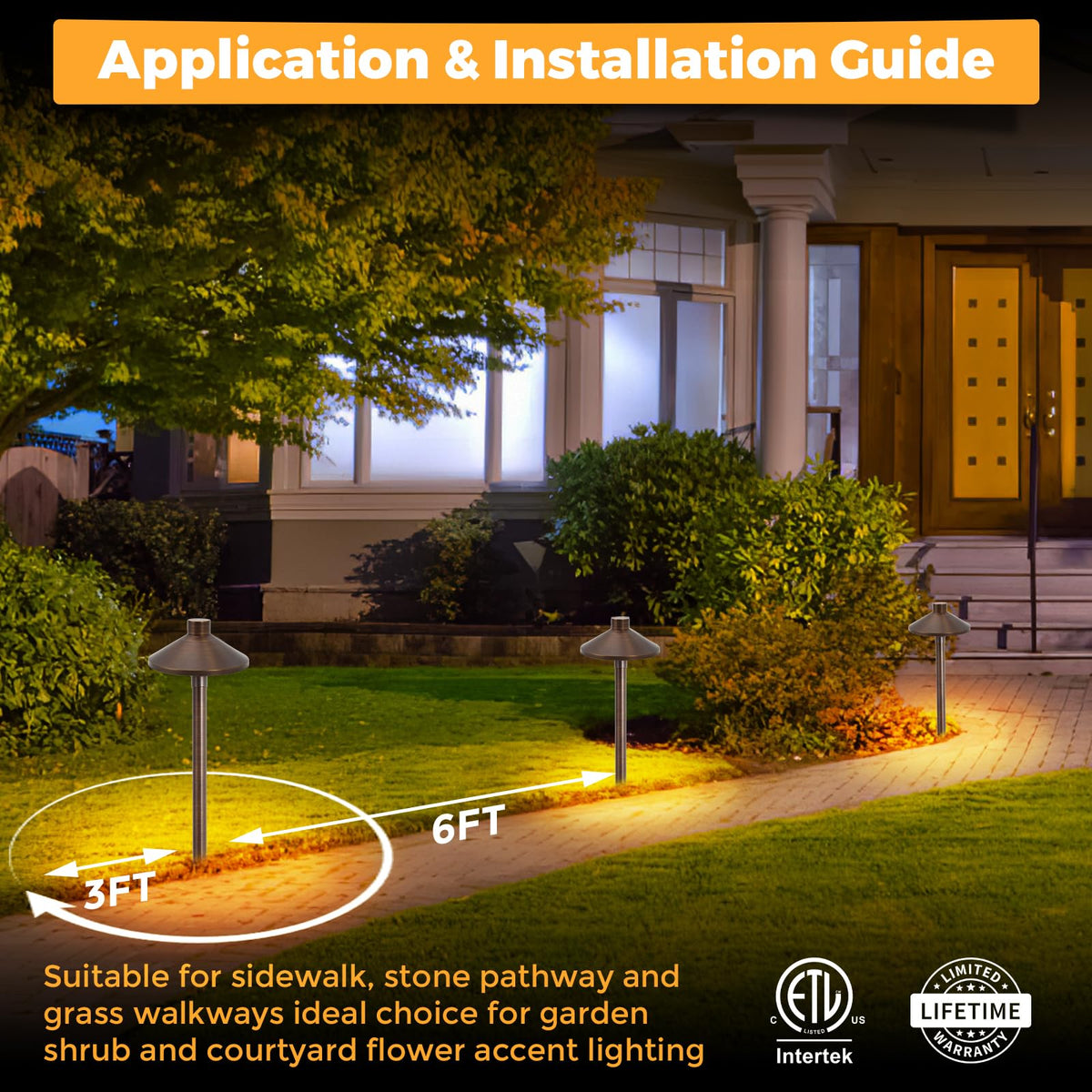 Gardencoin large ground stake keeps the path light upright in soft soil.
