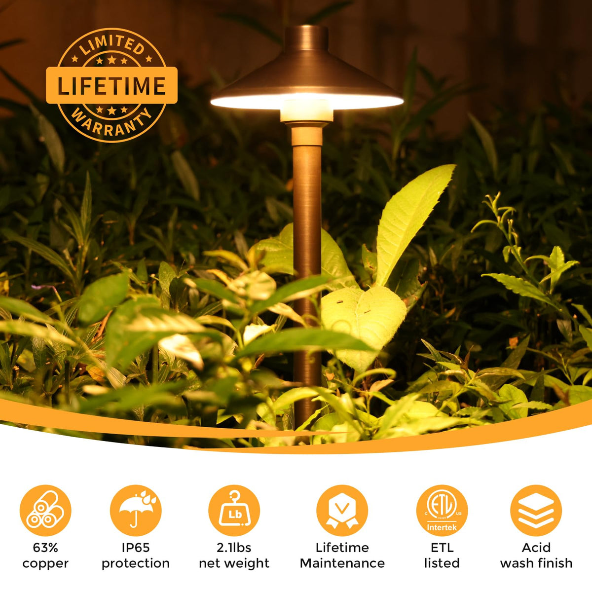 Gardencoin low-voltage LED landscape light with a large stake for stable outdoor installation.