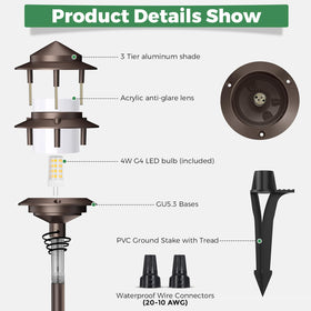 Gardencoin Pagoda lantern side profile with bronze finish and three-tier design