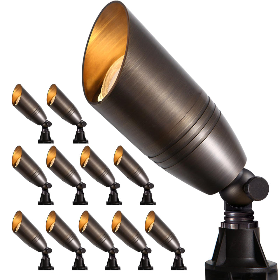 Gardencoin solid brass outdoor spotlight with bronze uplight for landscape accents