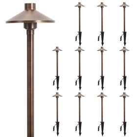 Gardencoin solid brass path light with a 6.7-inch shade for durable outdoor illumination.
