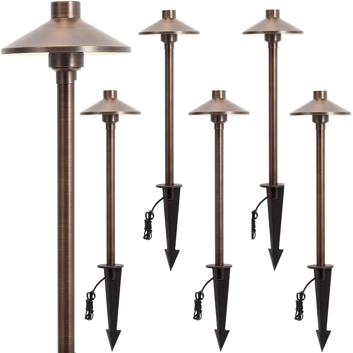Gardencoin solid brass pathway light with a 6.7-inch shade for elegant walkway lighting.