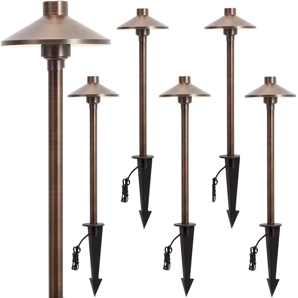 Gardencoin solid brass pathway light with a 6.7-inch shade for elegant walkway lighting.