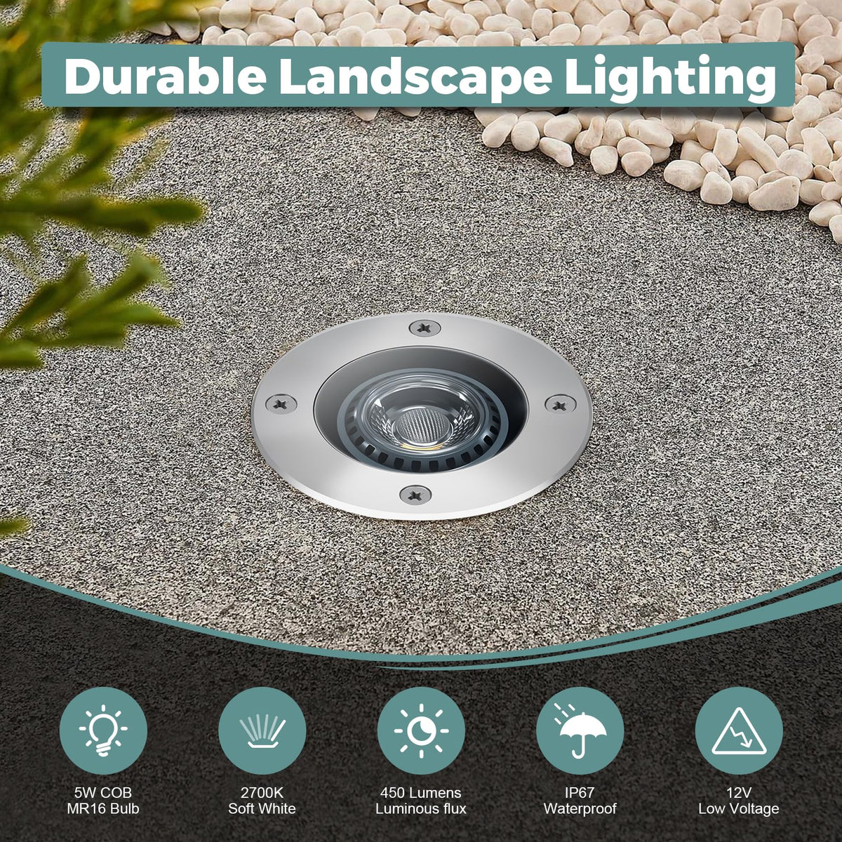 Gardencoin LED well light IP67 waterproof design withstands weather