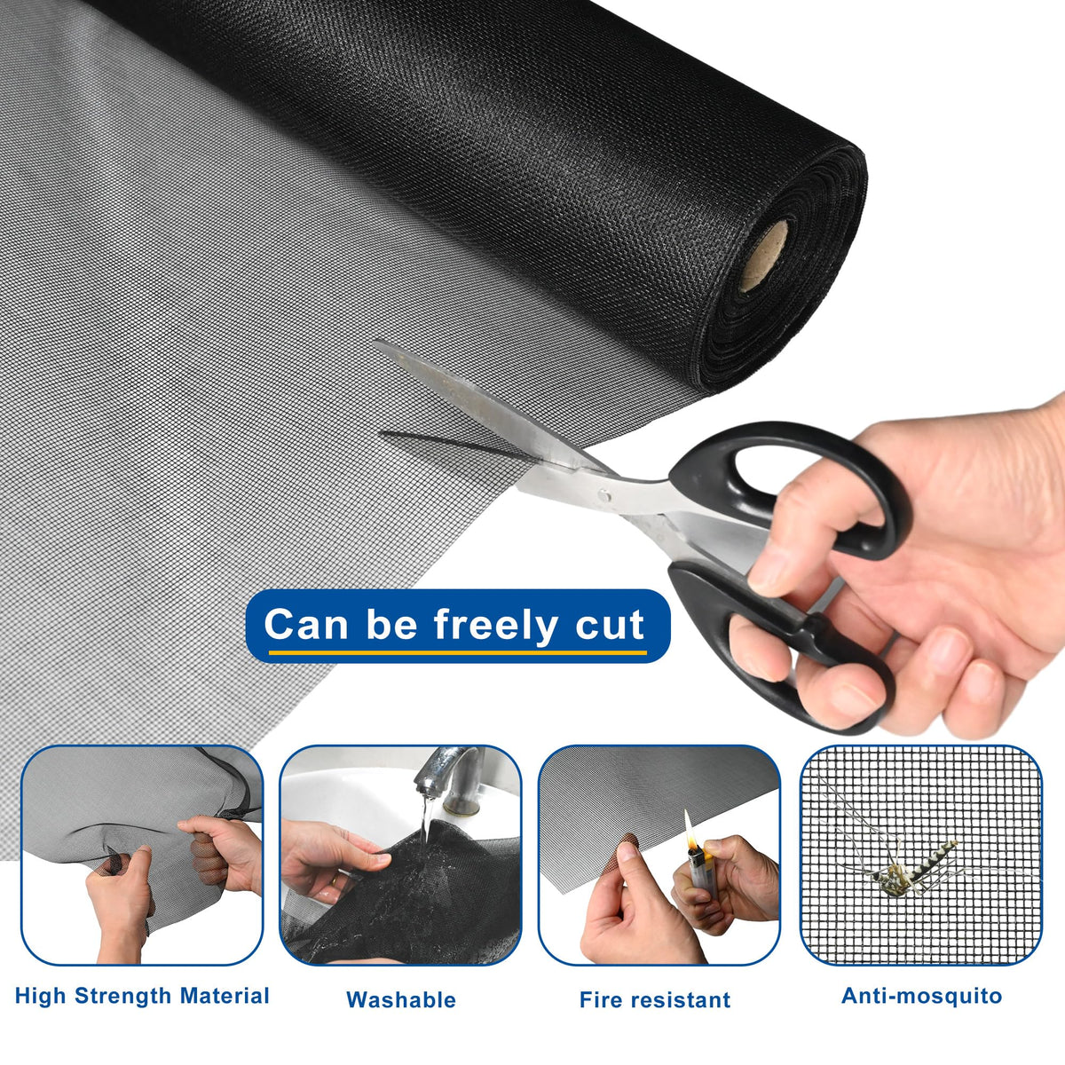 Gardenova window screen mesh easy to trim to fit various windows and doors.