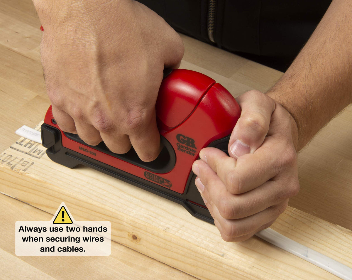 Gardner Bender MSG-501 staple guide ensures full staple insertion without cable insulation damage.