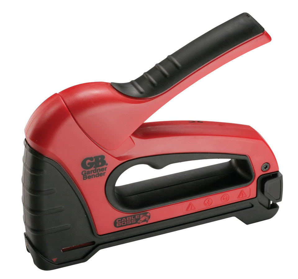 Gardner Bender MSG-501 front view with ergonomic handle for comfortable, precise stapling.