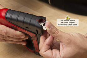 MSG-501 staple insertion alignment shows secure cable protection.