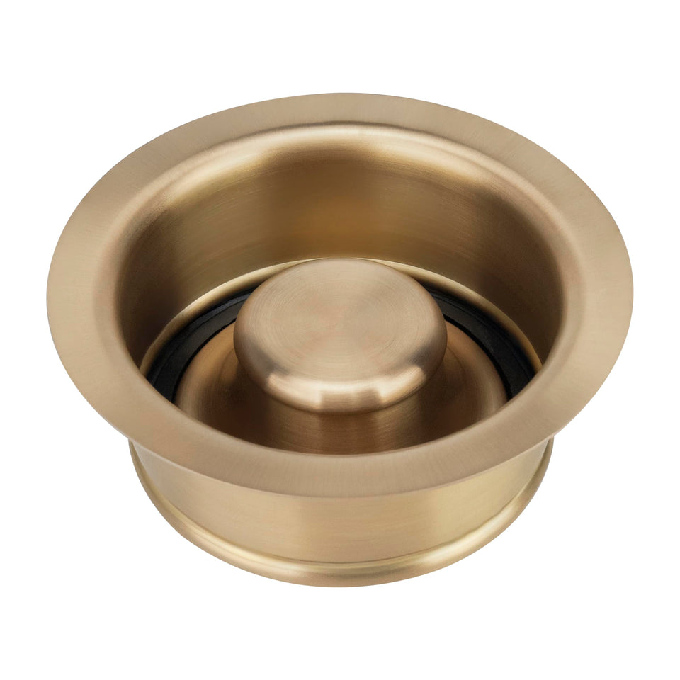 Garmaing Champagne Bronze Garbage Disposal Flange in brushed gold finish for premium kitchen aesthetics.