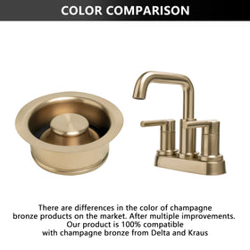 Garmaing champagne bronze stopper with rubber ring prevents clogs while allowing easy removal.