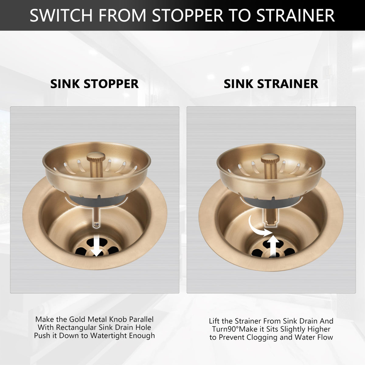 Garmaing Champagne Bronze installation with plumber's putty is DIY-friendly