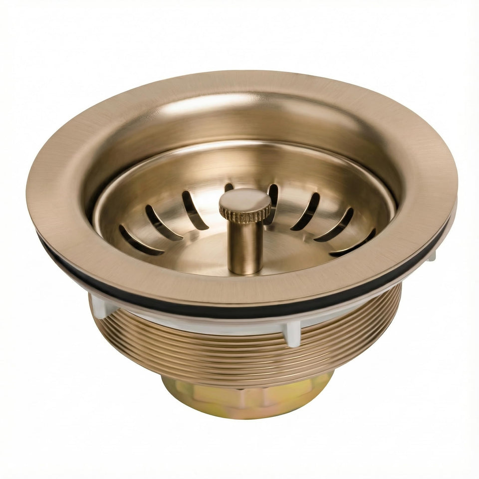 Garmaing Champagne Bronze drain close-up with durable 304 stainless steel finish