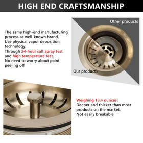 Garmaing Champagne Bronze sink drain deep design facilitates easy cleaning