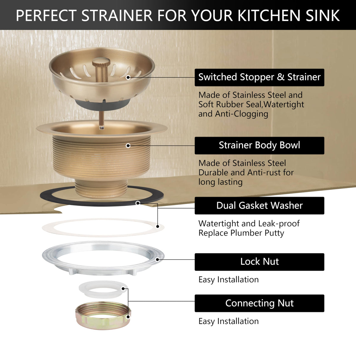 Garmaing Champagne Bronze three-and-a-half-inch fit ensures broad compatibility