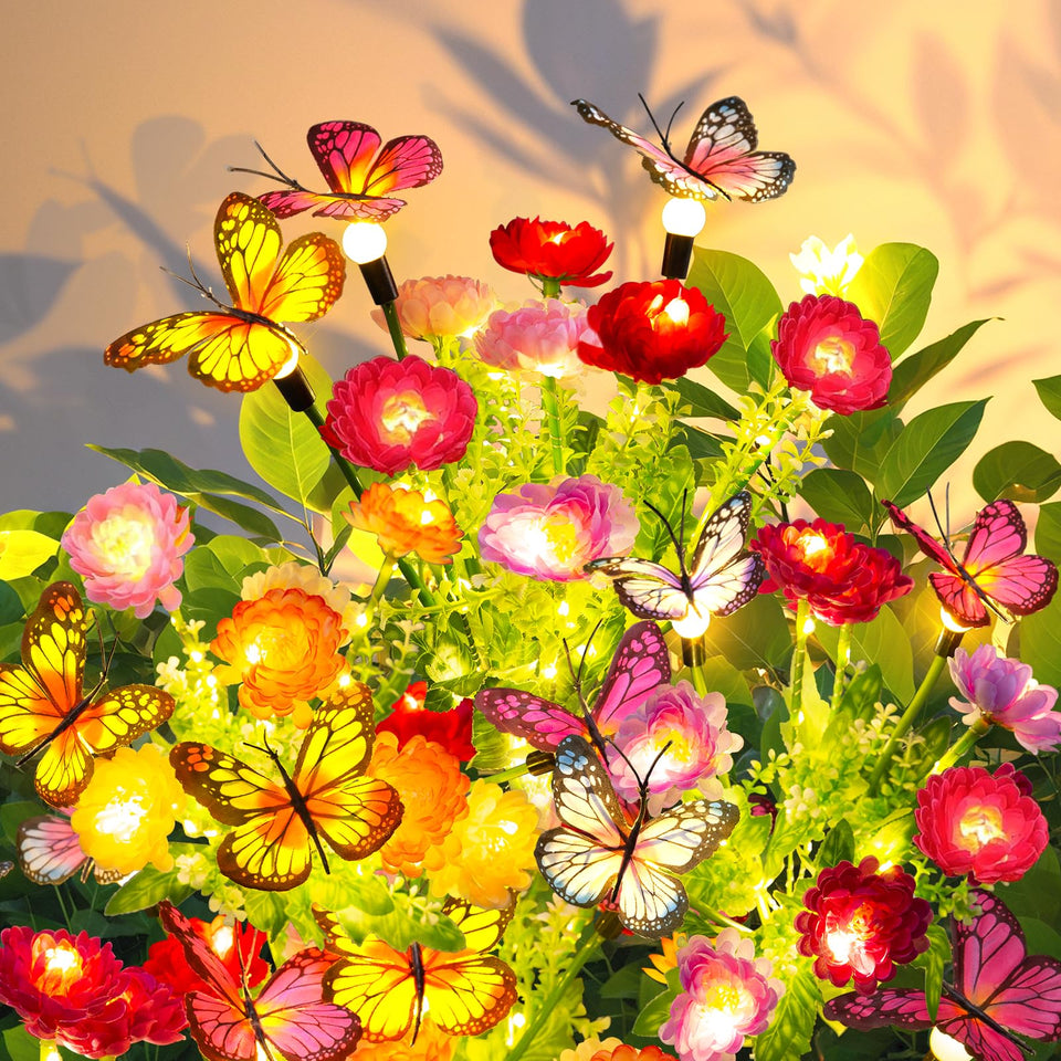 Garpar solar butterfly lights in a garden for ambient evening decor