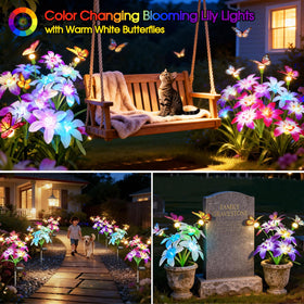 Garpar butterflies emit warm white glow, enhancing evening patio seating.
