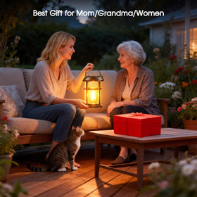 Garpar hanging lantern lights pathways and patios from dusk to night