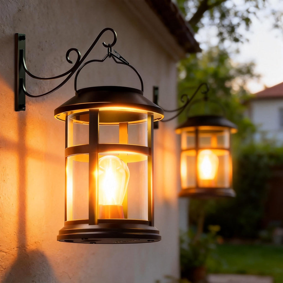 Garpar solar lantern with modern frame glowing warmly for outdoor spaces